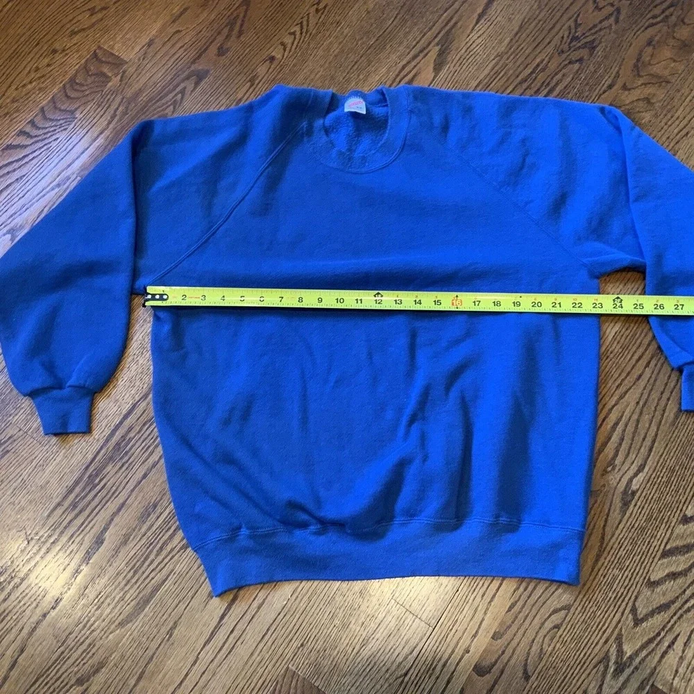 Vtg Jerzees Sweater Adult 2X 90s Crew Sweatshirt Blue‎ Plain Blank 50/50 USA